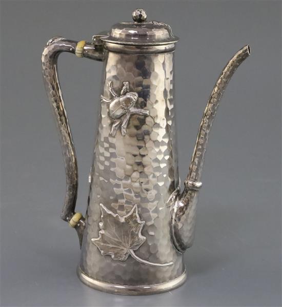 A late 19th century Tiffany & Co sterling silver bachelors coffee pot, gross 10.5 oz.